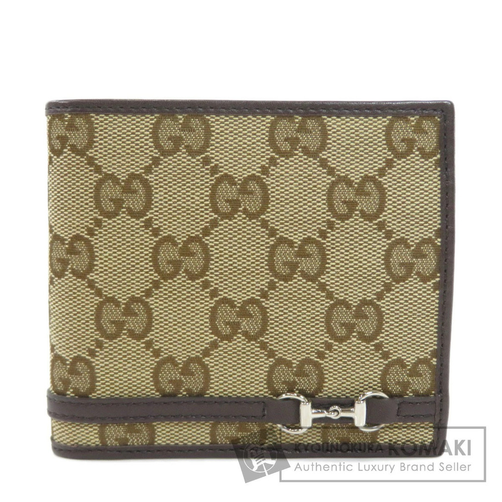 Gucci GG Bi fold Wallet Canvas Leather
